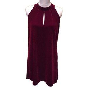 Veronica M Dress Velvet Halter Burgundy Mini Dress NWT